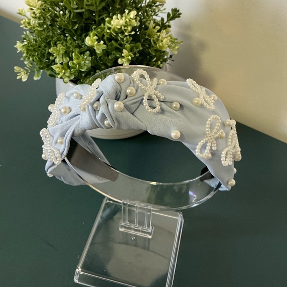 Light Bubble with Pearl Bows Top Knot Headband - Picture 1 of 3